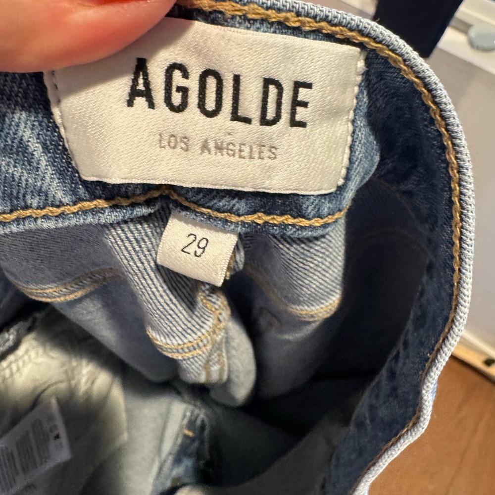 Agolde Light Wash Straight Leg Jeans with Raw Hem - Picture 8 of 8